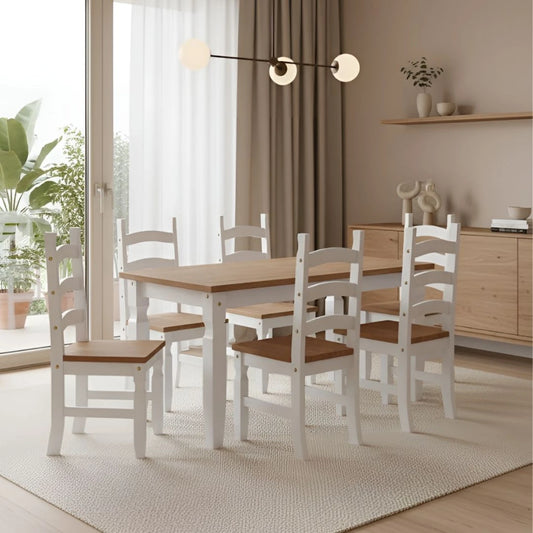 Juego de Comedor 6 Sillas Línea Naturale - Blanco/Roble