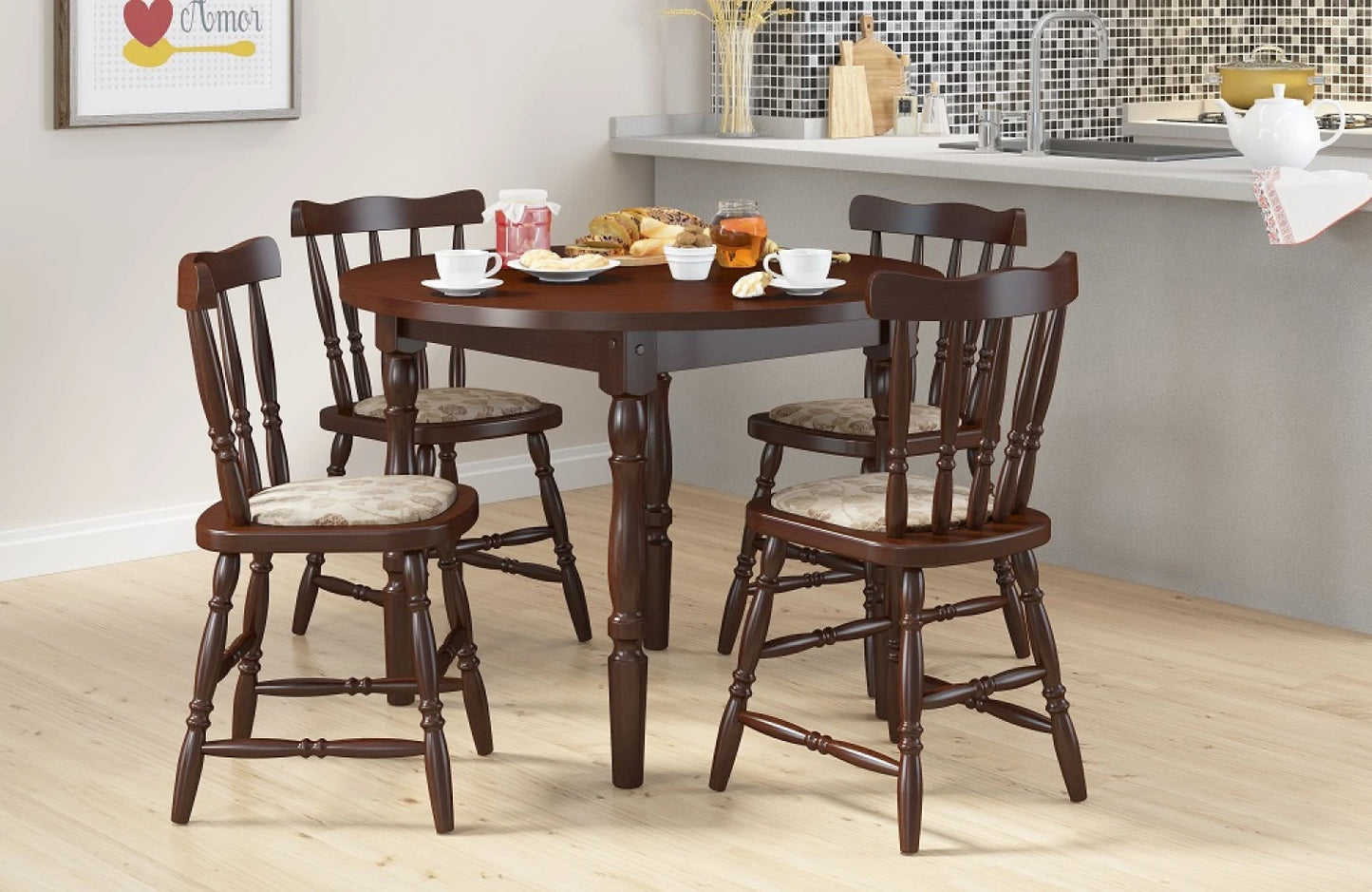 Juego de comedor Windsor 4 sillas tapizadas