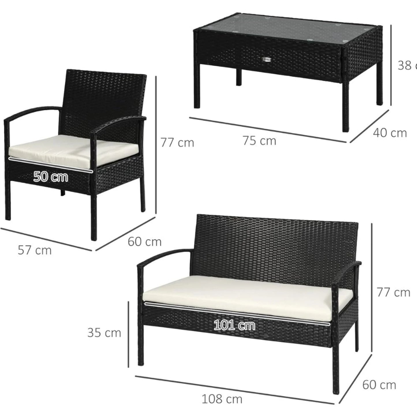 Juego de jardin Denver - Negro