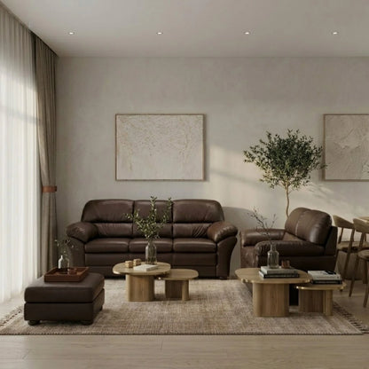 Juego de living 3+2 Cuero Natural