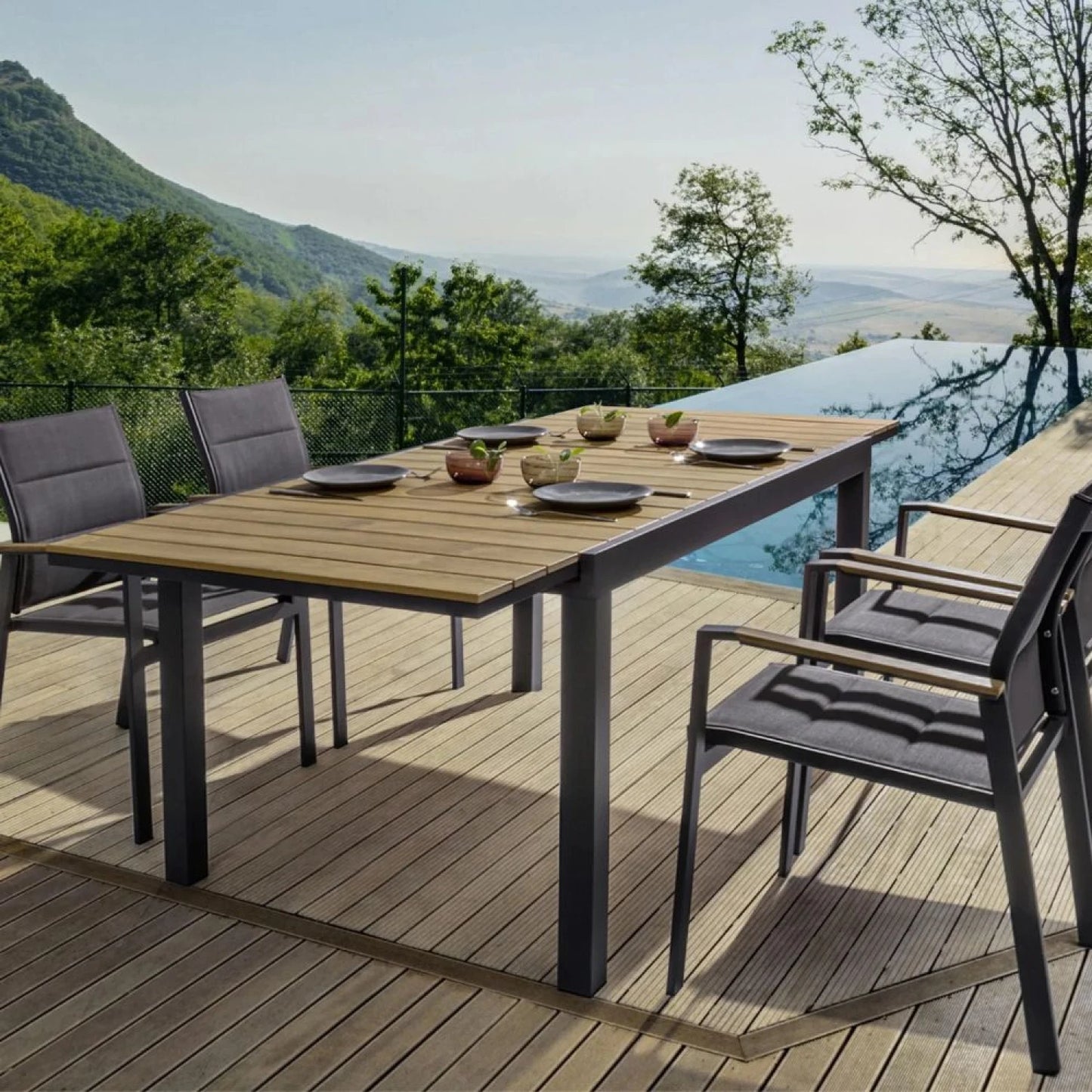 Mesa de jardin extensible Osaka - Negra