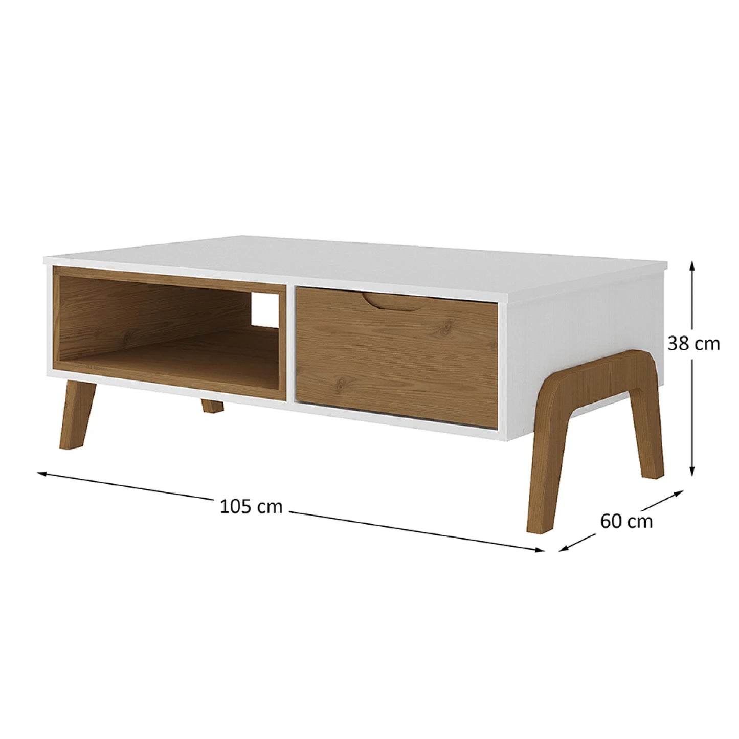 Mesa de living Linea Veneza - Blanco/Miel