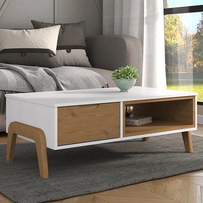 Mesa de living Linea Veneza - Blanco/Miel