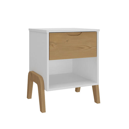 Mesa de luz 1 cajon Linea Veneza - Blanco/Miel
