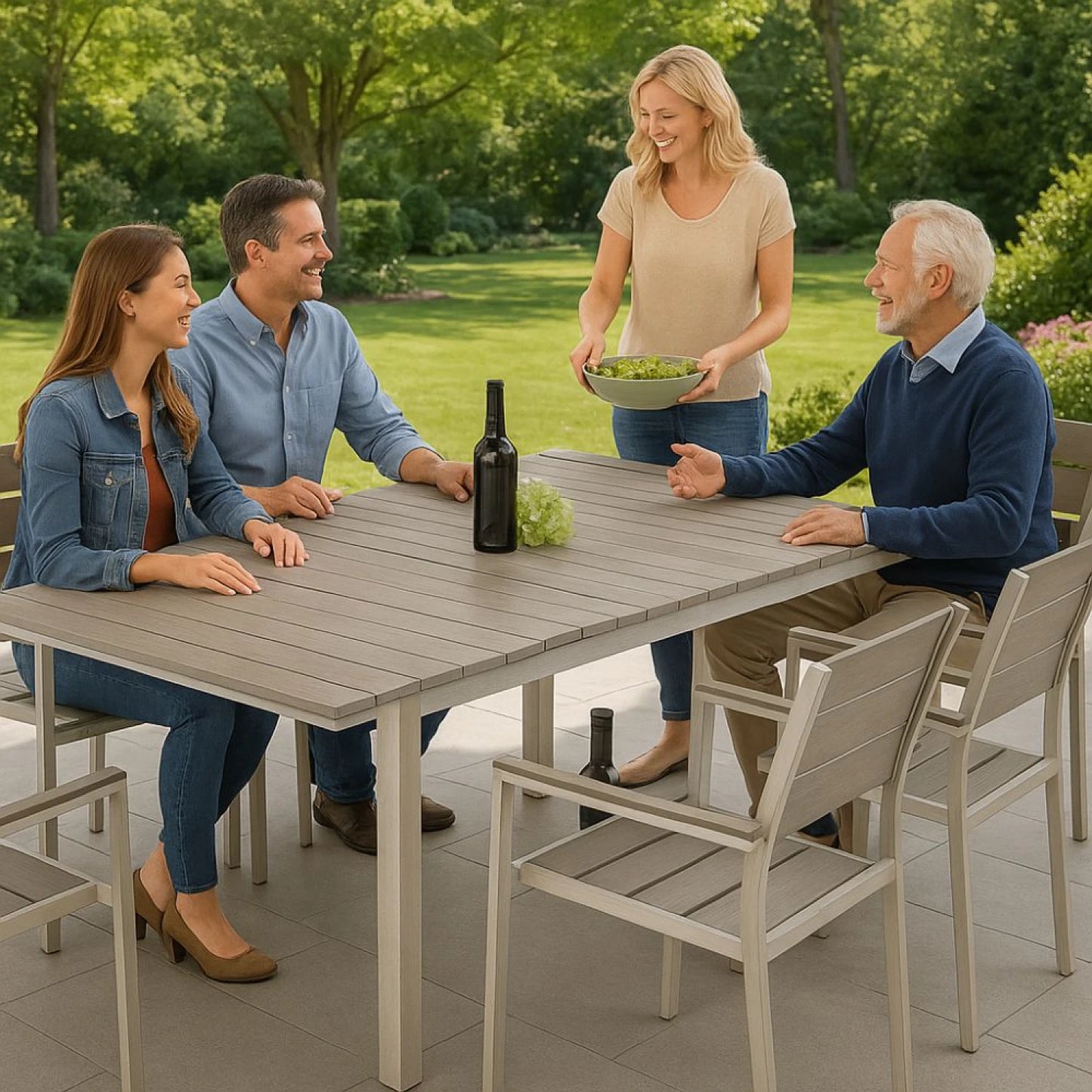Mesa extensible Zestaw con 8 sillas