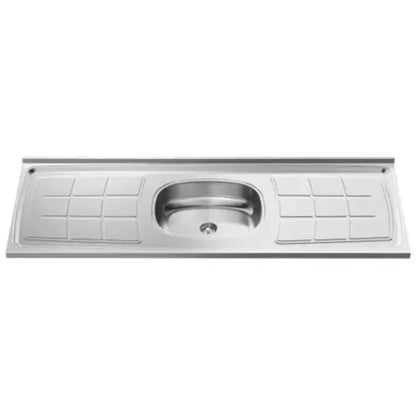 Mesada acero inoxidable pileta al centro 160 cm