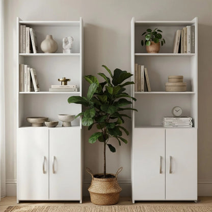 Promo 2 Bibliotecas Con Puertas - Blanco