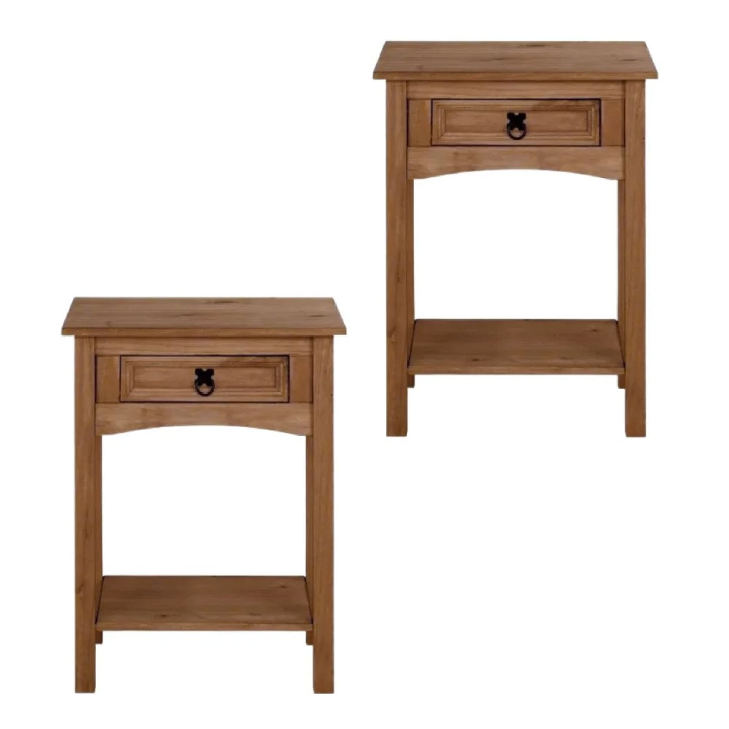 Promo 2 Mesa de Luz 1 Cajón Línea Naturale - ROBLE