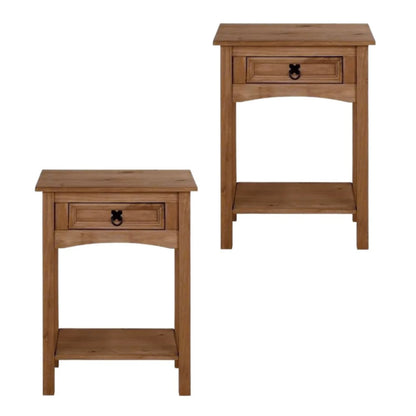 Promo 2 Mesa de Luz 1 Cajón Línea Naturale - ROBLE