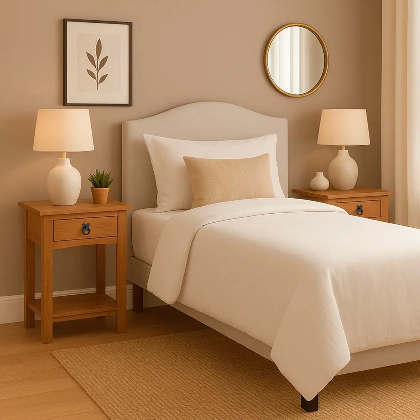 Promo 2 Mesa de Luz 1 Cajón Línea Naturale - ROBLE