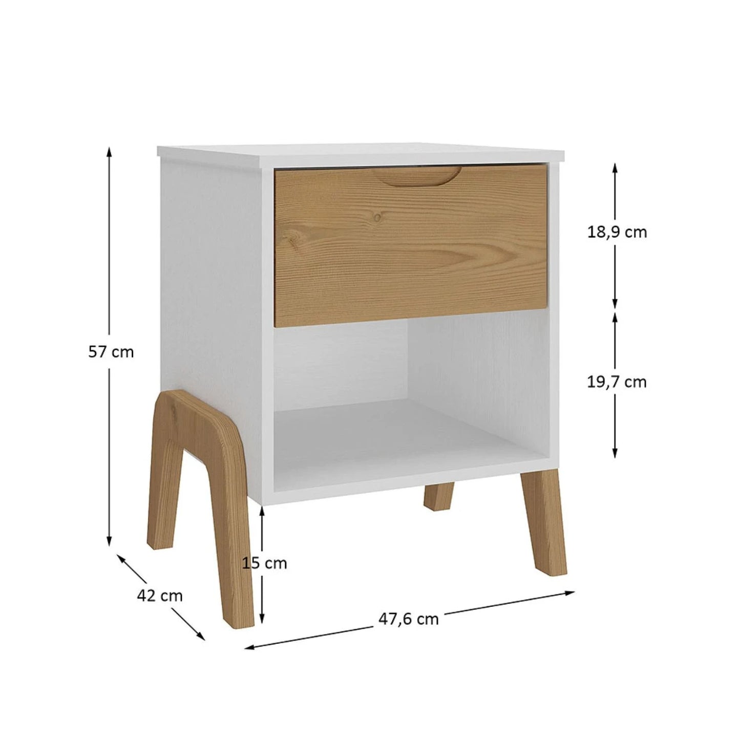 Promo 2 Mesa de luz 1 cajon Linea Veneza - Blanco/Miel