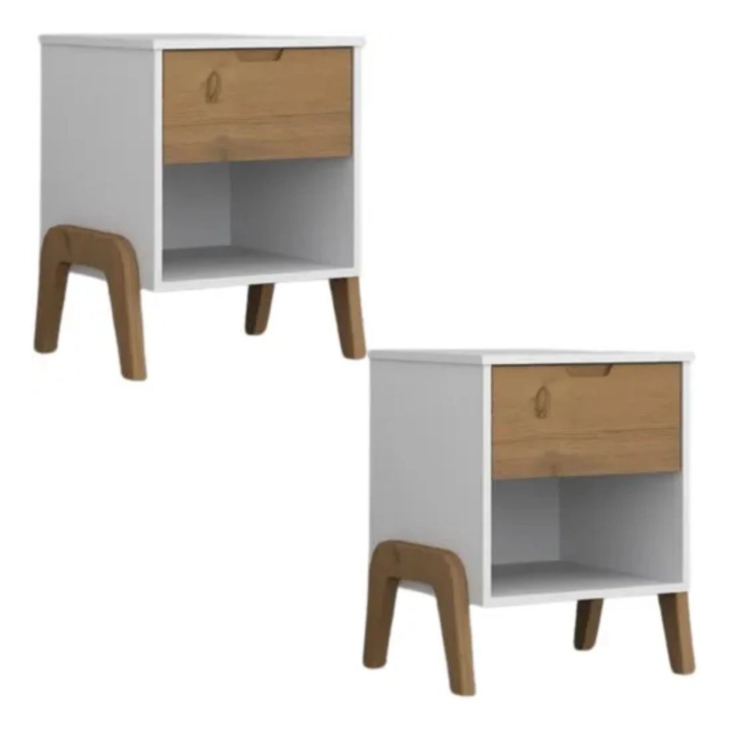 Promo 2 Mesa de luz 1 cajon Linea Veneza - Blanco/Miel