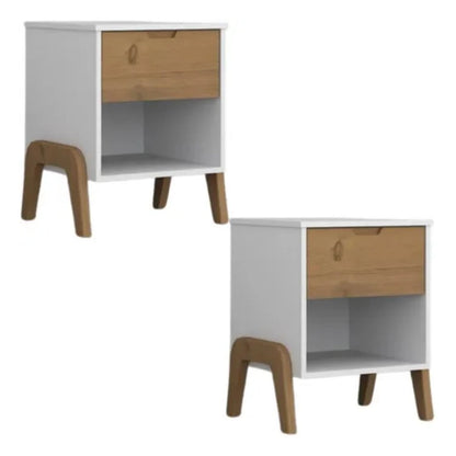 Promo 2 Mesa de luz 1 cajon Linea Veneza - Blanco/Miel
