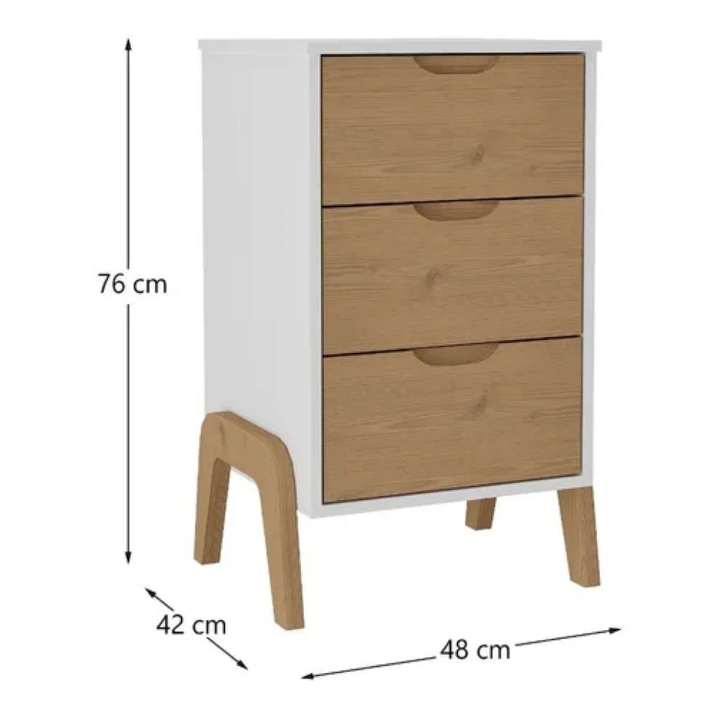 Promo 2 Mesa de luz 3 cajones veneza - Blanco/Miel