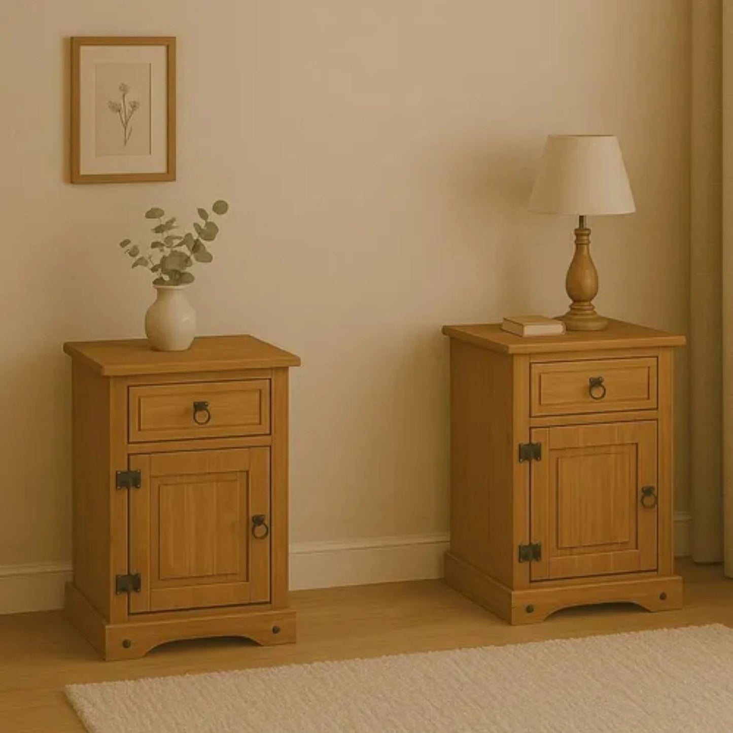 Promo 2 Mesa De Luz Linea Naturale - ROBLE