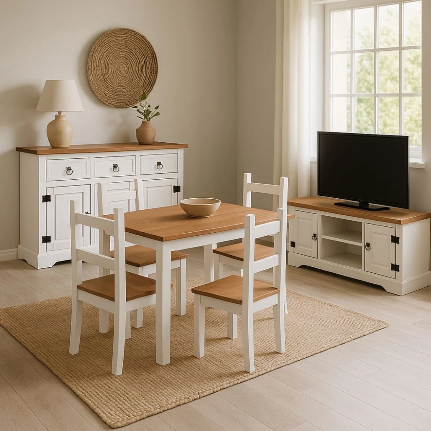 Promo Aparador + Rack de tv + Juego de comedor