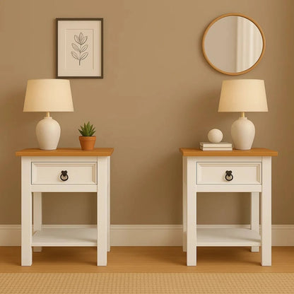 Promo Comoda + 2 Mesa De Luz Linea Naturale - Blanco