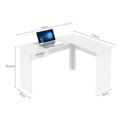 Promo Escritorio Esquinero + Biblioteca 5 Estantes - Blanco