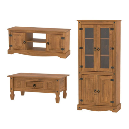 Promo Mesa Ratona + Biblioteca Cristalero + Rack de Tv Linea Naturale - Roble
