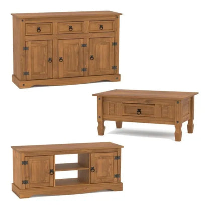 Promo Rack de Tv + Aparador + Mesa Ratona Linea Naturale - ROBLE