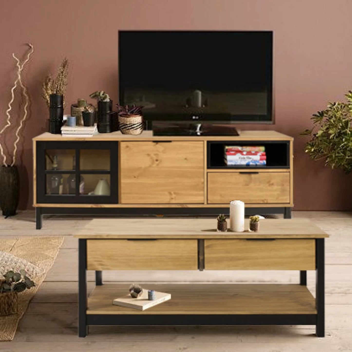 Promo Rack de tv + mesa de living Linea Denise