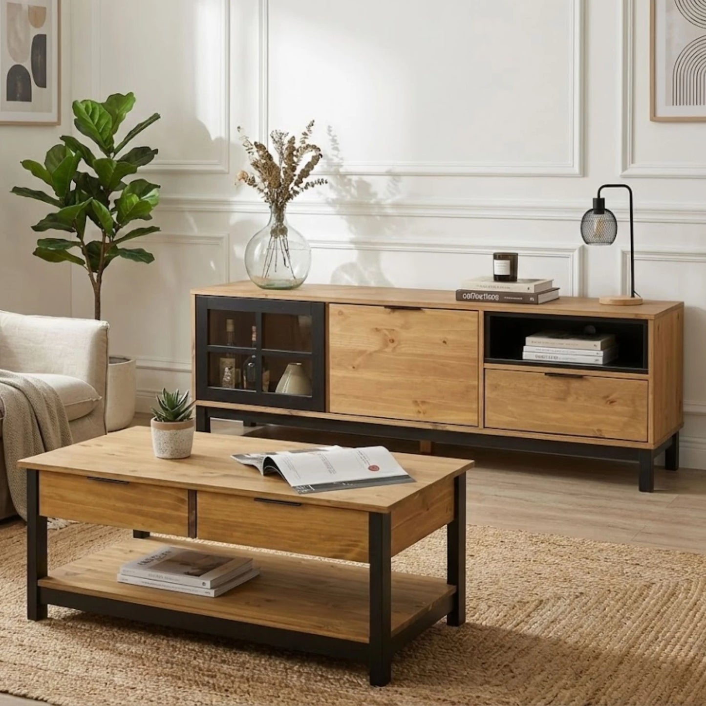 Promo Rack de tv + mesa de living Linea Denise