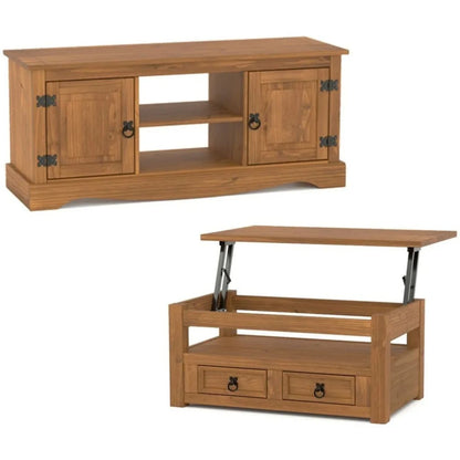 Promo Rack de Tv + Mesa Ratona Articulada Linea Naturale - Roble