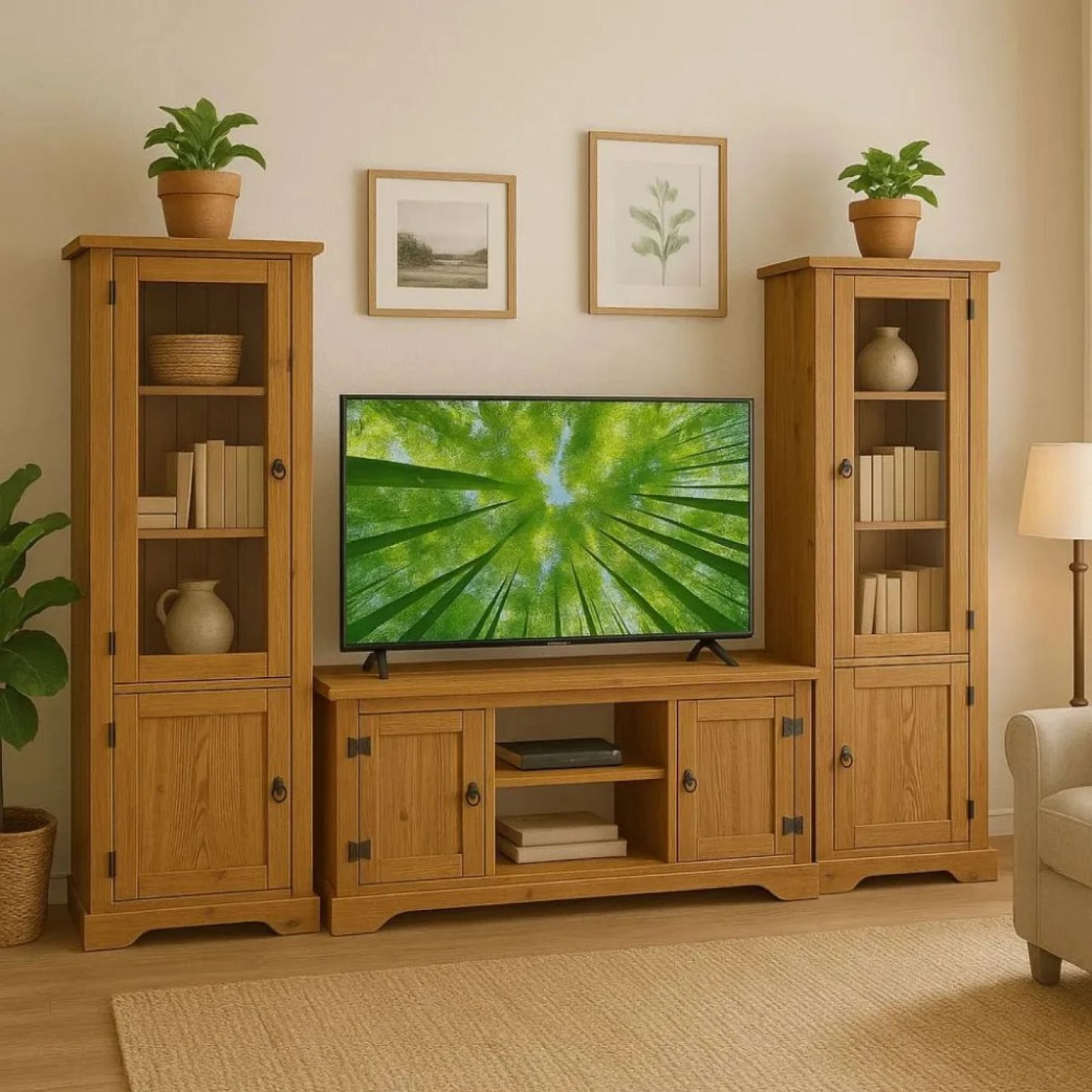 Promo Rack de TV + Paneleros Linea Naturale - Roble