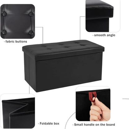Puff Baul Houston Eco Cuero - Negro
