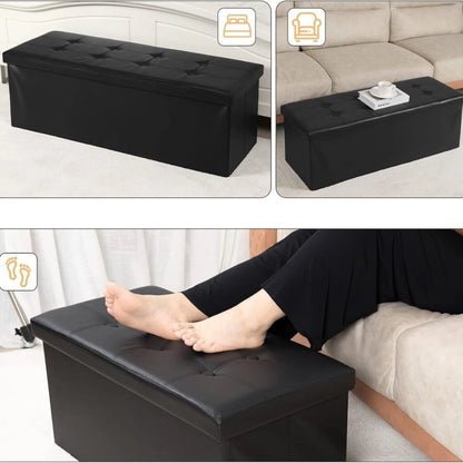 Puff Baul Houston Eco Cuero - Negro