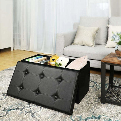 Puff Baul Houston Eco Cuero - Negro