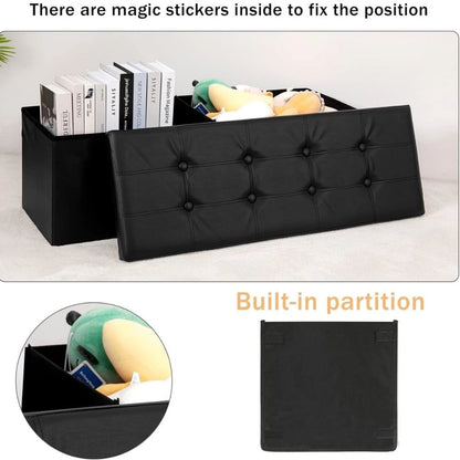 Puff Baul Texas Eco Cuero - Negro