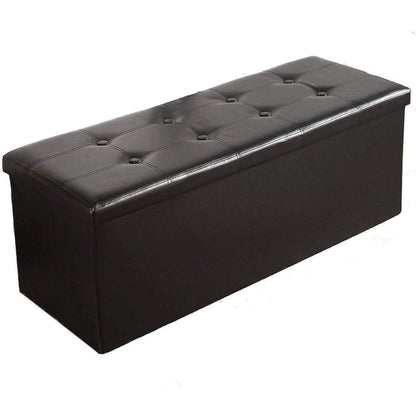 Puff Baul Texas Eco Cuero - Negro