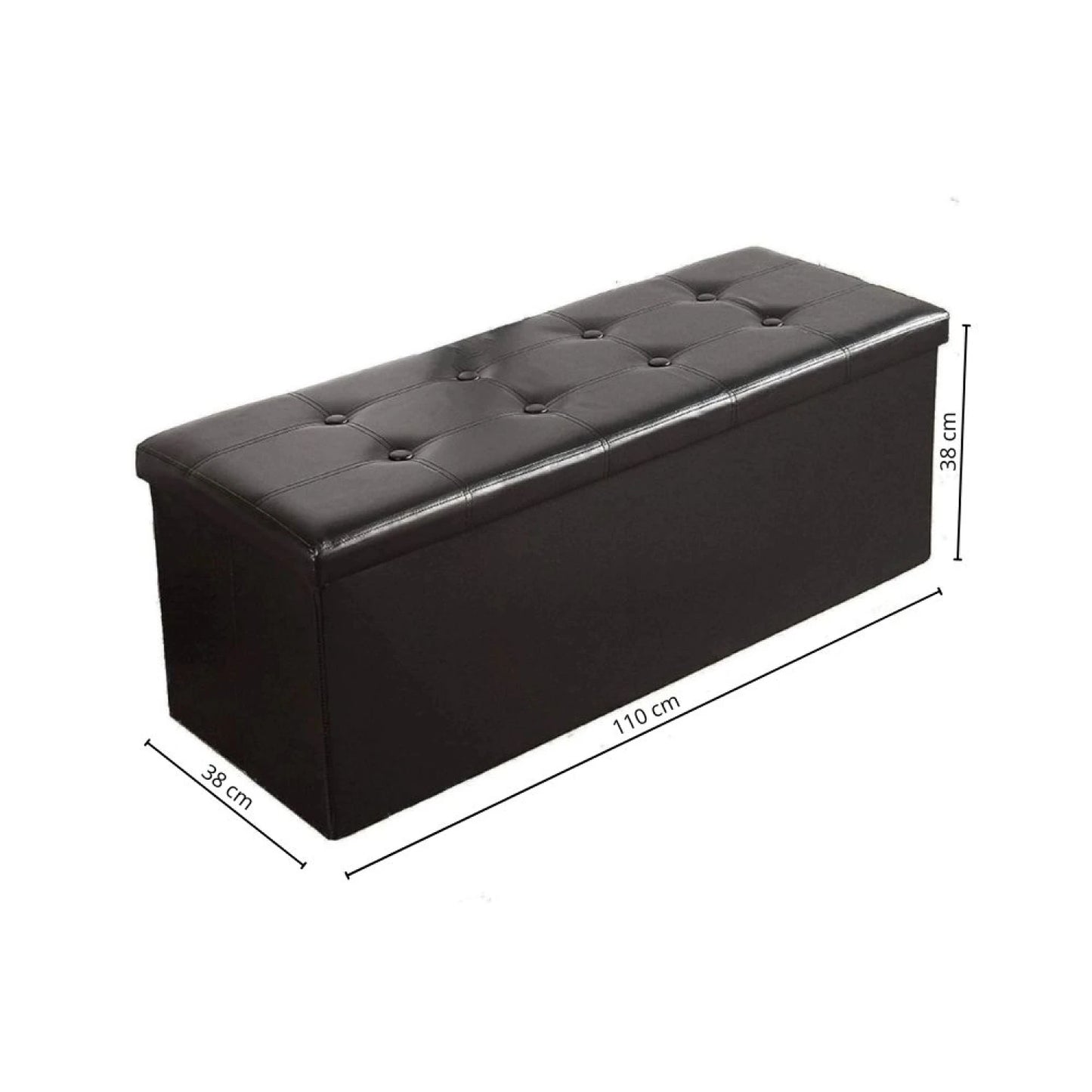 Puff Baul Texas Eco Cuero - Negro