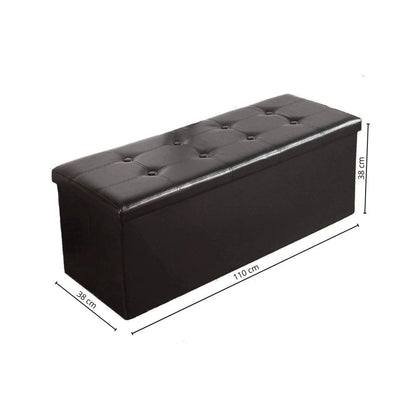 Puff Baul Texas Eco Cuero - Negro