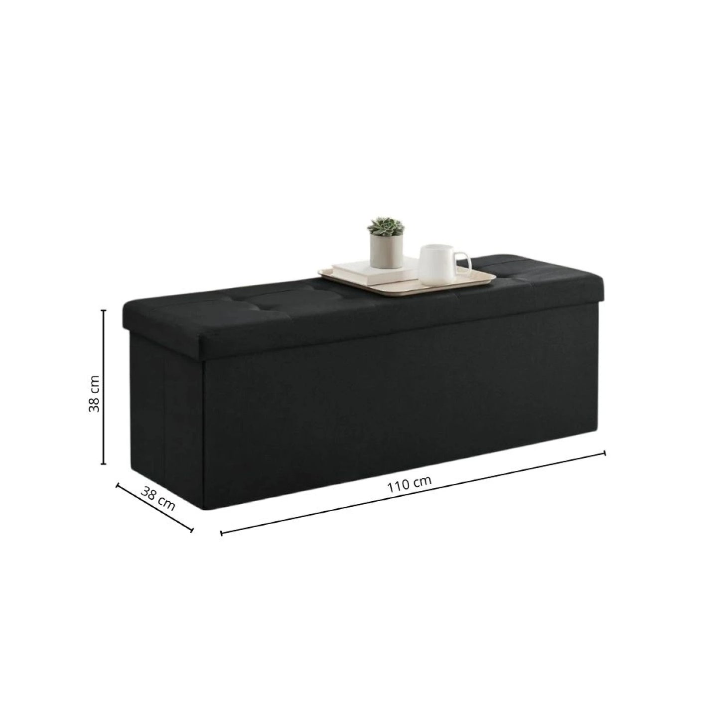 Puff Baul Texas Lino - Negro