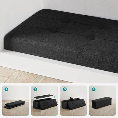 Puff Baul Texas Lino - Negro