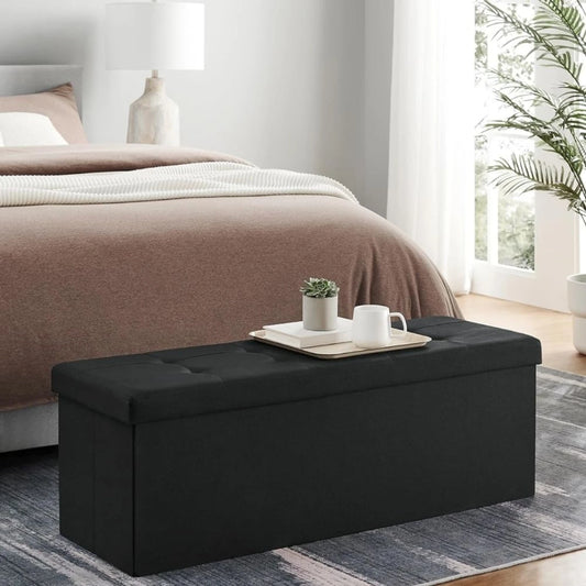 Puff Baul Texas Lino - Negro