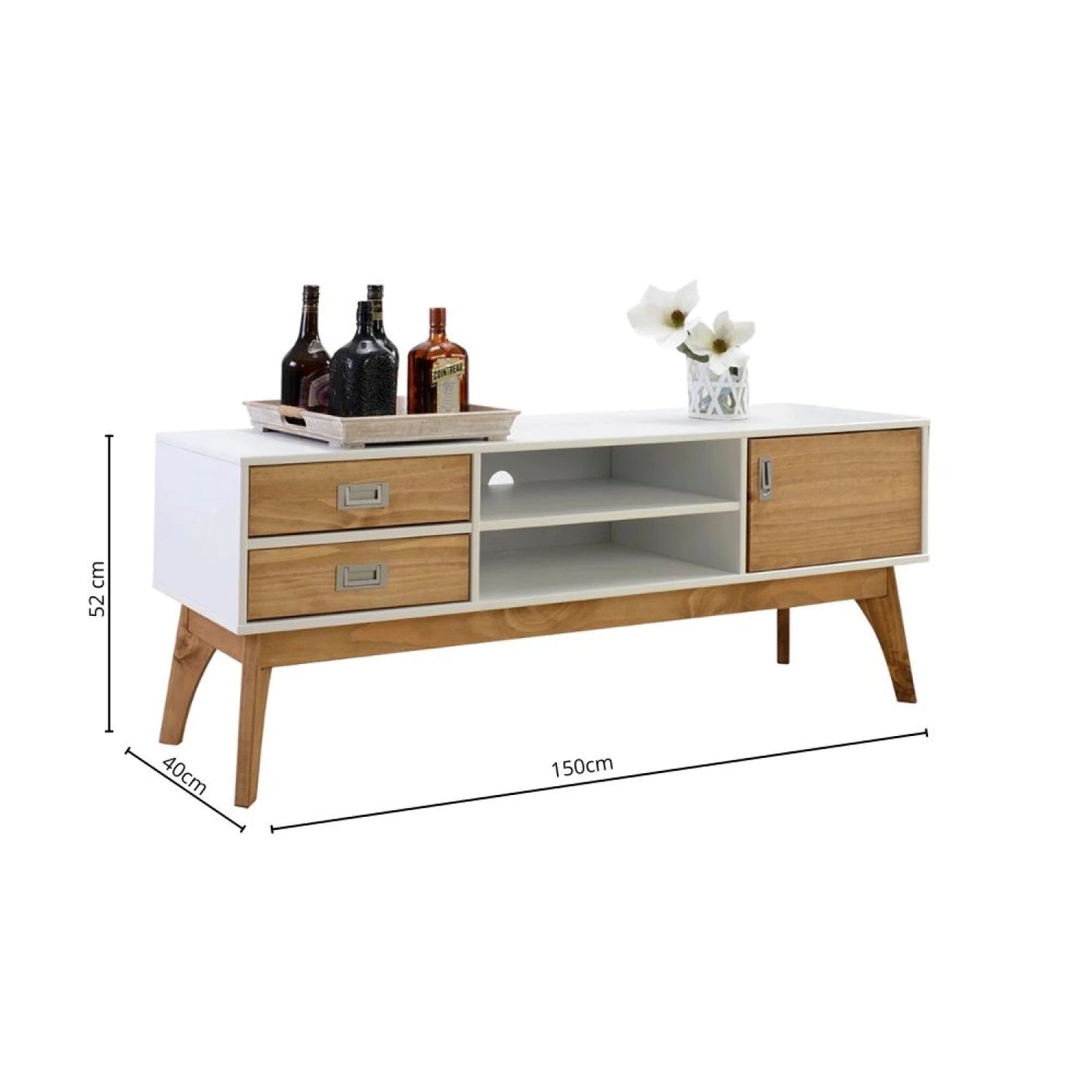 Rack de tv Linea Metro - Blanco/Miel