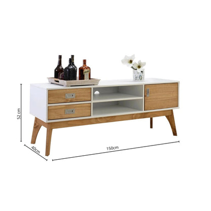 Rack de tv Linea Metro - Blanco/Miel