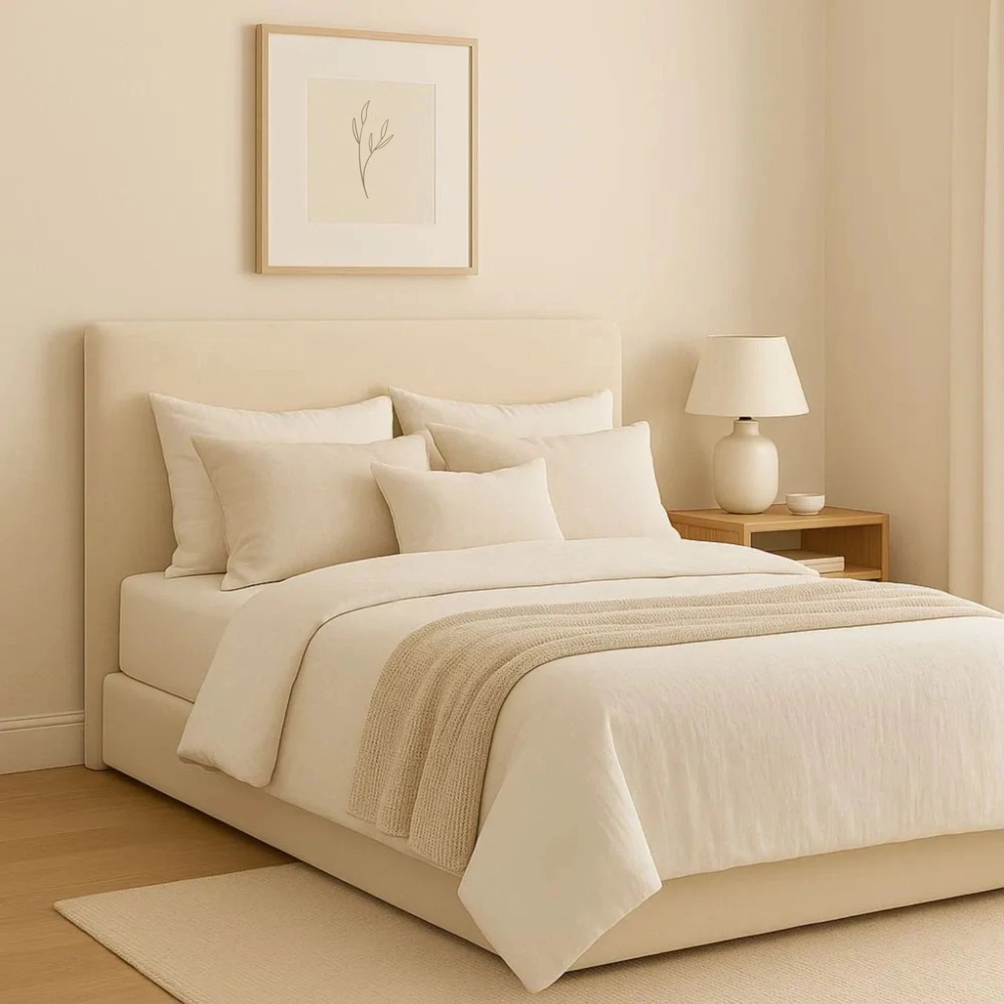 Respaldo De Sommier 2 Plazas Marshmallow - Beige
