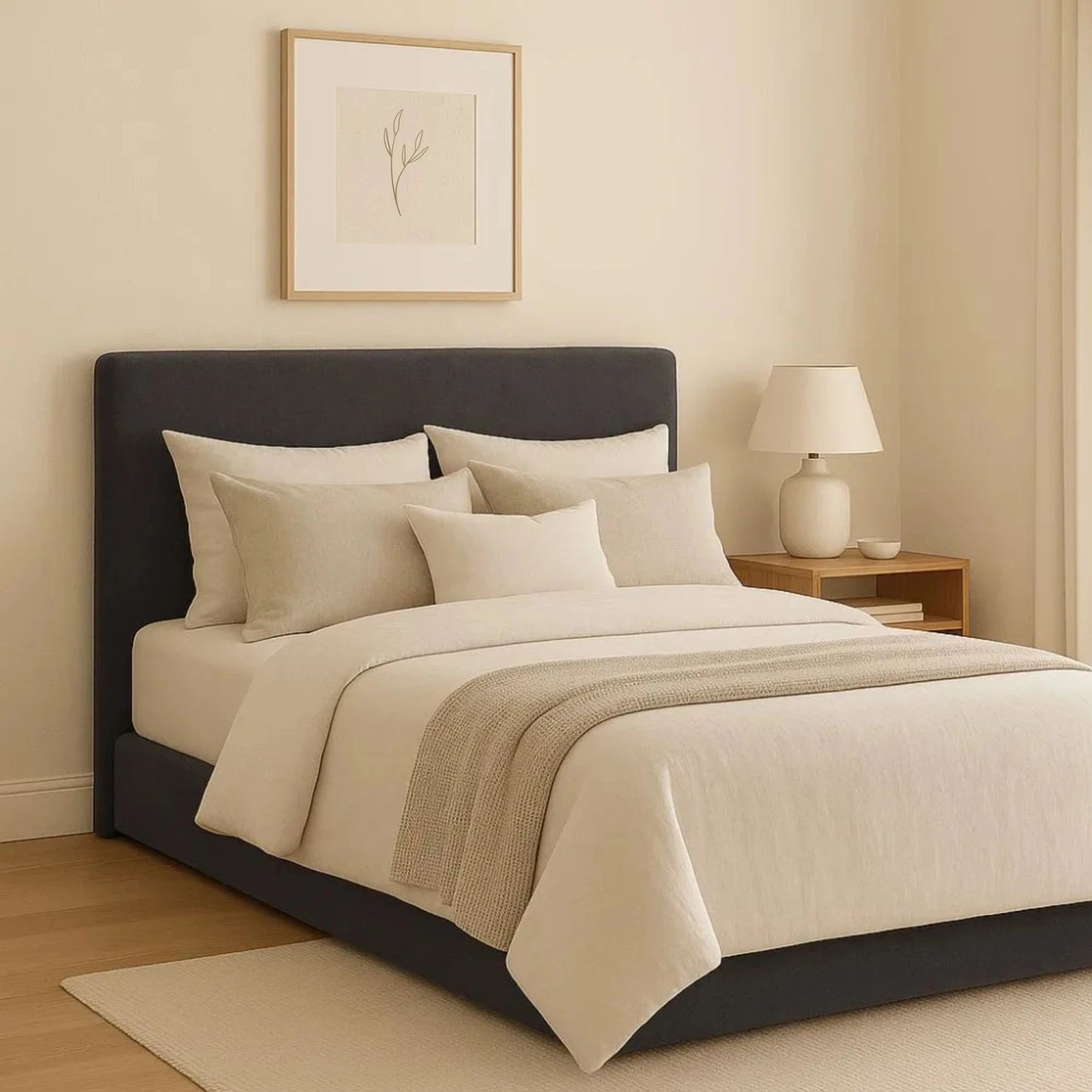 Respaldo De Sommier Queen Marshmallow Gris Oscuro
