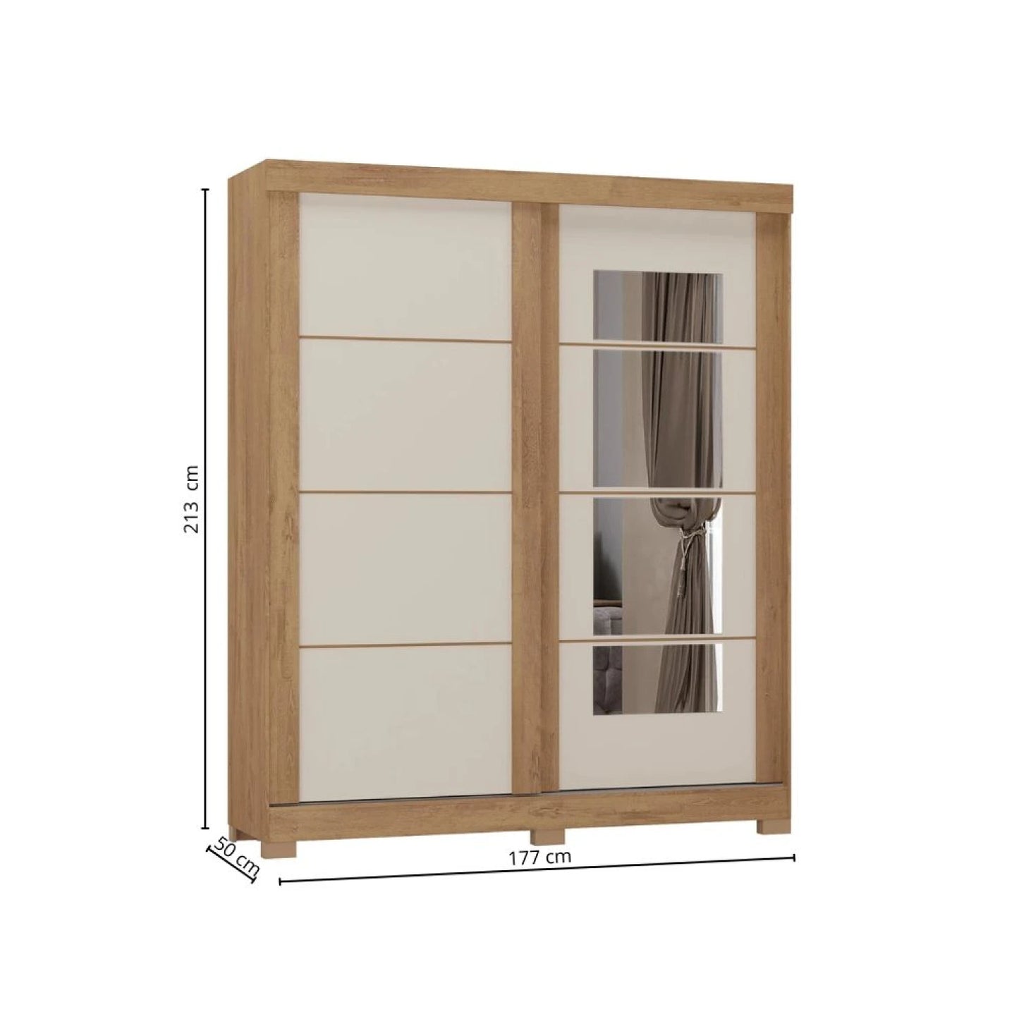 Ropero 2 puertas corredizas con espejo - Blanco
