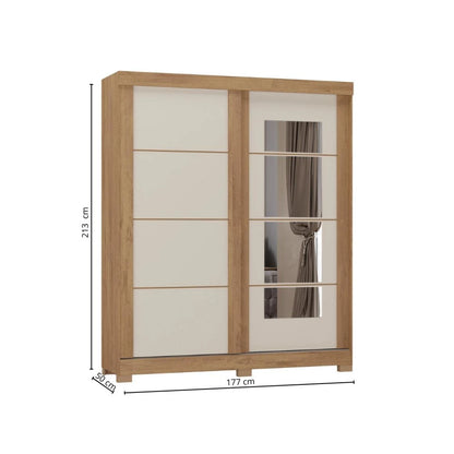 Ropero 2 puertas corredizas con espejo - Blanco
