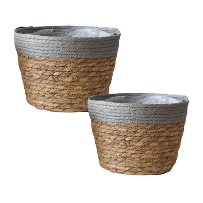 Set de 2 macetas Seagrass - Gris