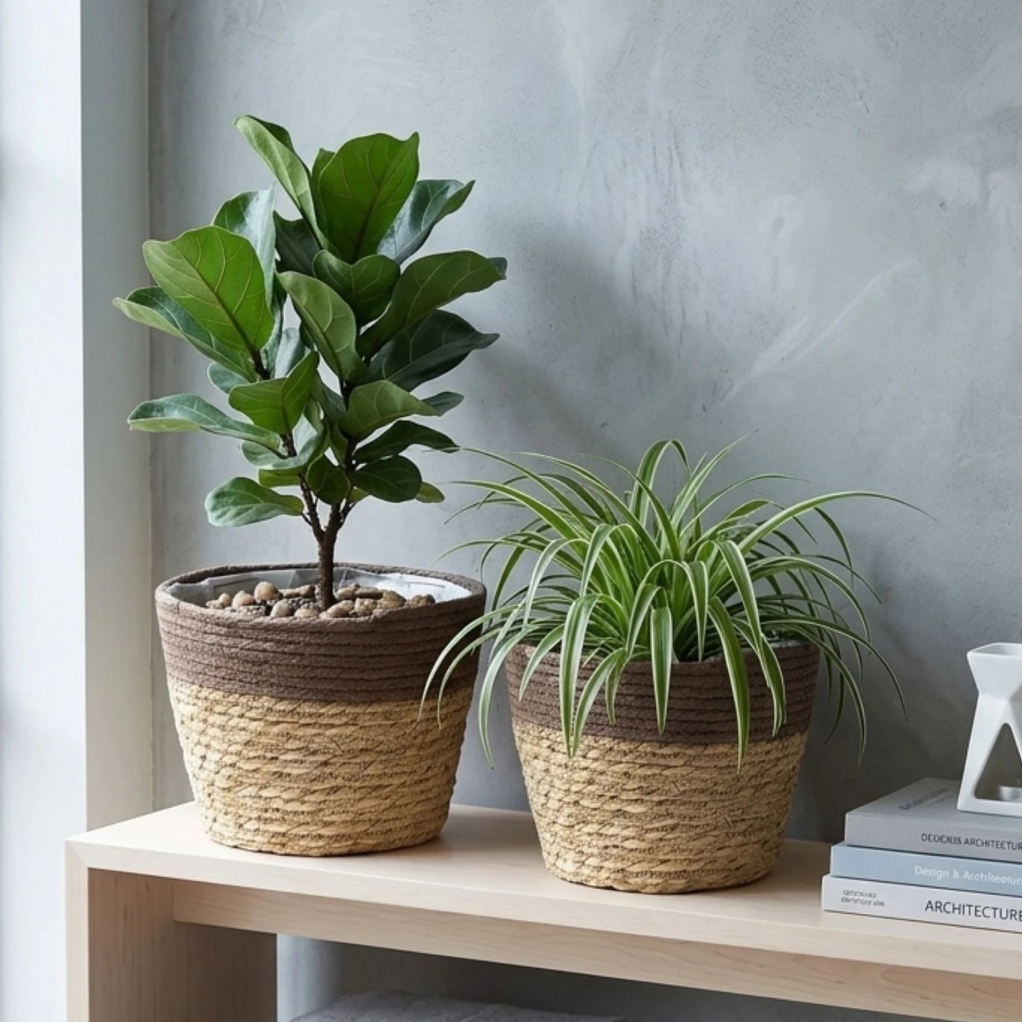 Set de 2 macetas Seagrass - Gris
