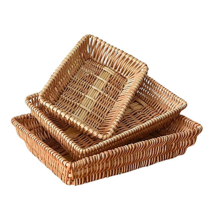 Set de 3 bandejas de mimbre
