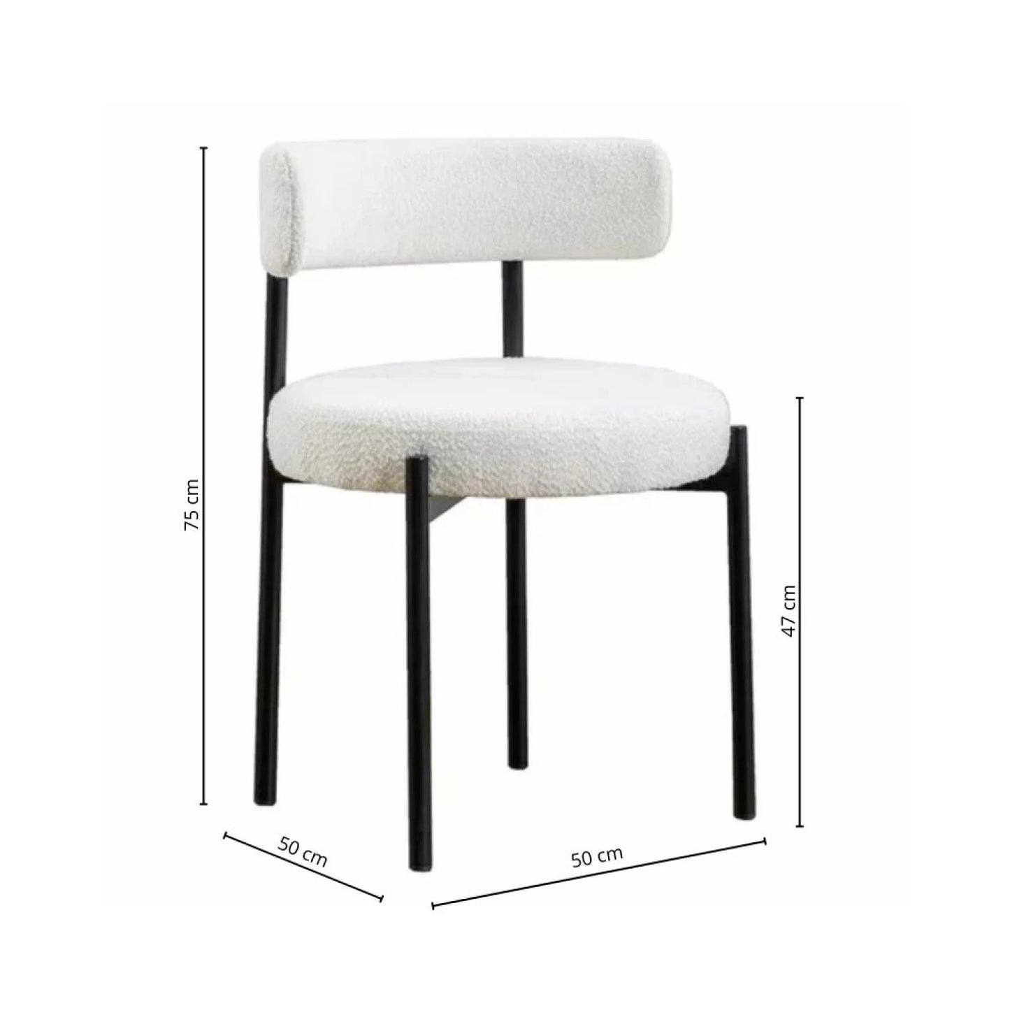 Silla Boucle Metal Y Tela - BLANCO