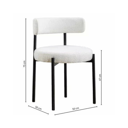 Silla Boucle Metal Y Tela - BLANCO