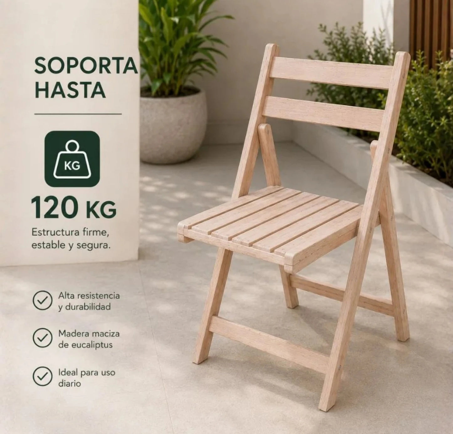 Silla Plegable Madera Eucaliptus